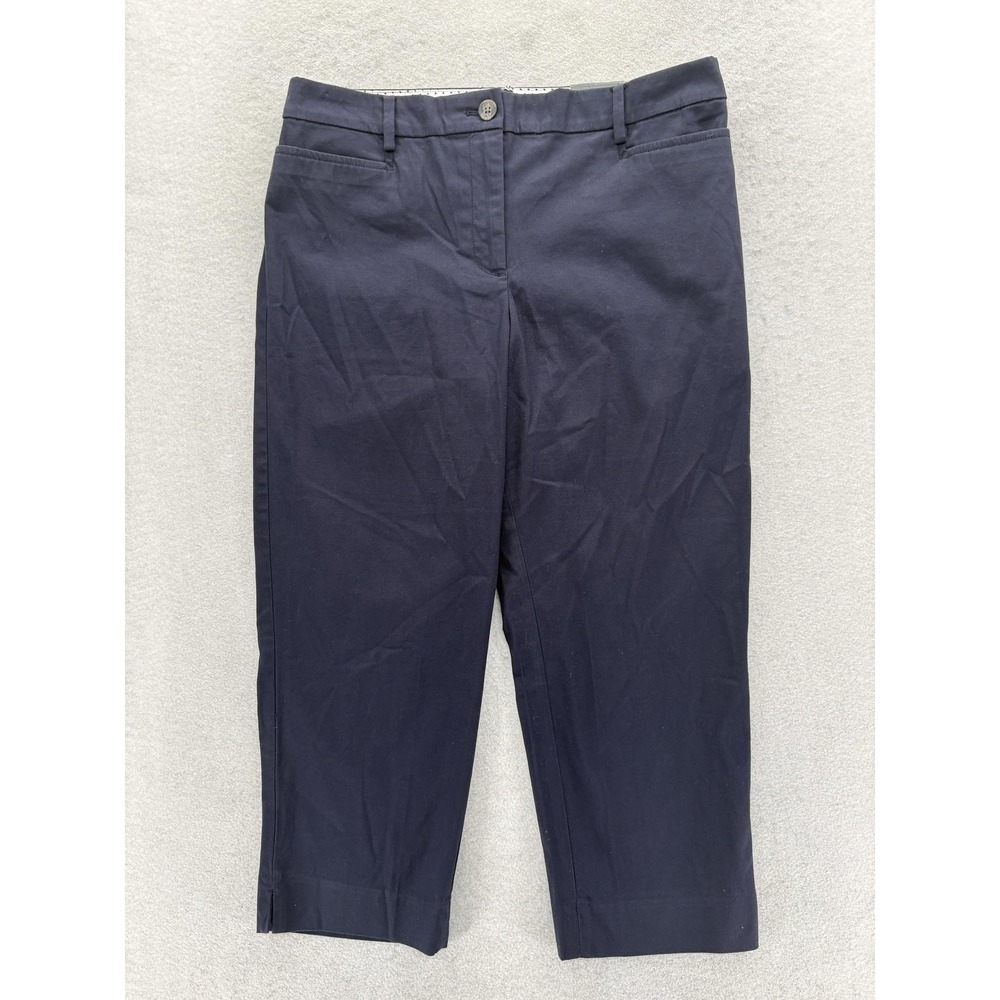 Talbots Slim Leg Perfect Skimmer Pants Womens 6 Blue Crop Twill Stretch Chino